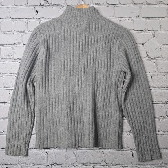 Lauren Ralph Lauren Merino Wool Cashmere Blend Gray Full Zip Sweater Jacket Med - Picture 8 of 10